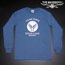 画像6: ミリタリー 長袖 ロング Tシャツ USAF エアフォース THE MAVERICKS 青 ブルー (6)