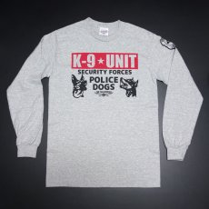 画像4: 長袖Tシャツ メンズ 綿100% MAVEVICKS ブランド K9-UNIT 警察犬部隊 杢グレー (4)