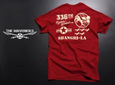 画像4: 第8空軍 シャングリラ ミリタリー メンズ Tシャツ 半袖 ロゴT / レッド 赤 (4)