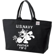 画像6: ミリタリー トートバッグ キャンバス地 米海軍 PANTHER パンサー 旅行 大容量 / ブラック 黒 (6)
