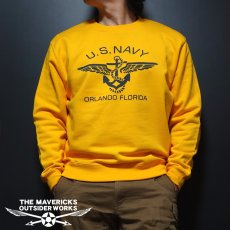 画像2: SALE！スウェット トレーナー メンズ ブランド 裏パイル NAVY 米海軍 錨マーク 黄色 イエロー (2)