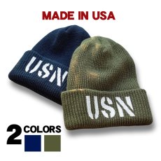 画像1: アメリカ製 ニットキャップ USN ミリタリー キャップ ニット帽 / ネイビー オリーブドラブ (1)