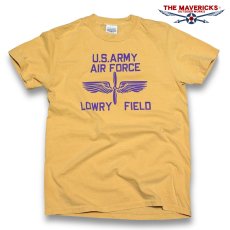 画像1: Tシャツ メンズ 半袖 後染め ビンテージ加工 ミリタリー LOWRY FIELD ARMYエアフォース米陸軍航空隊 マスタード イエロー (1)