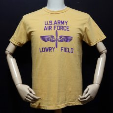 画像4: Tシャツ メンズ 半袖 後染め ビンテージ加工 ミリタリー LOWRY FIELD ARMYエアフォース米陸軍航空隊 マスタード イエロー (4)