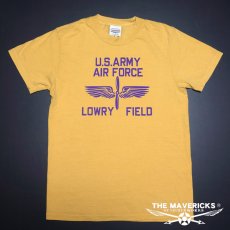画像3: Tシャツ メンズ 半袖 後染め ビンテージ加工 ミリタリー LOWRY FIELD ARMYエアフォース米陸軍航空隊 マスタード イエロー (3)