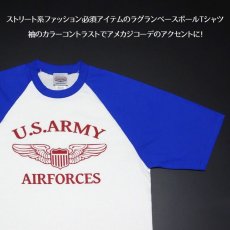 画像4: ラグラン Tシャツ メンズ 半袖 アメカジ MAVERICKS ブランド ミリタリー ARMY AIRFORCE エアフォース パイロットウィング ホワイト ブルー (4)