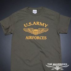 画像6: Tシャツ メンズ 半袖 アメカジ MAVERICKS ブランド ミリタリー ARMY AIRFORCE エアフォース パイロットウィング オリーブ (6)