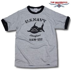 画像1: リンガー トリム Tシャツ メンズ 半袖 アメカジ ミリタリー NAVY 米海軍 SteelJaw ジョーズ 黒 グレー (1)