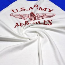 画像5: ラグラン Tシャツ メンズ 半袖 アメカジ MAVERICKS ブランド ミリタリー ARMY AIRFORCE エアフォース パイロットウィング ホワイト ブルー (5)