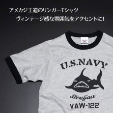 画像4: リンガー トリム Tシャツ メンズ 半袖 アメカジ ミリタリー NAVY 米海軍 SteelJaw ジョーズ 黒 グレー (4)