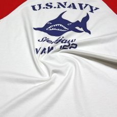 画像5: ラグラン Tシャツ メンズ 半袖 アメカジ MAVERICKS ブランド ミリタリー NAVY 米海軍 SteelJaw ジョーズ ホワイト レッド (5)