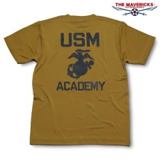 画像1: 水陸両用 ラッシュガード にも使える メンズ 半袖 ドライ Tシャツ USMA マリンアカデミー ミリタリー コヨーテブラウン (1)