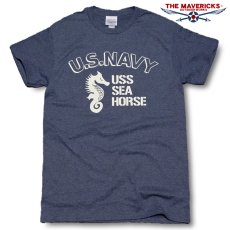 画像1: THE MAVERICKS ミリタリー Tシャツ 米海軍 NAVY サブマリン モデル 杢ネイビー (1)