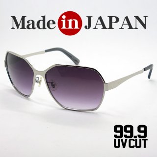 日本製 職人ハンドメイド 跳ね上げ式 フリップアップ オーバル型 メタルサングラス / シルバー