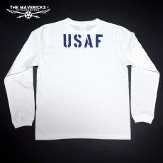 画像8: ミリタリー 長袖 Tシャツ メンズ THE MAVEVICKS ブランド 綿100% USAF エアフォース ホワイト 白 (8)