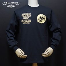画像8: ミリタリー 長袖 Tシャツ メンズ THE MAVEVICKS ブランド US綿100% AVGフライングタイガース ブラック 黒 (8)