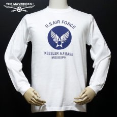画像2: ミリタリー 長袖 Tシャツ メンズ THE MAVEVICKS ブランド 綿100% USAF エアフォース ホワイト 白 (2)