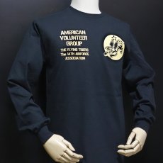 画像6: ミリタリー 長袖 Tシャツ メンズ THE MAVEVICKS ブランド US綿100% AVGフライングタイガース ブラック 黒 (6)