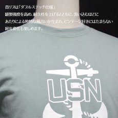 画像4: ミリタリー 長袖 Tシャツ メンズ THE MAVEVICKS ブランド 綿100% NAVY 米海軍 USN 錨マーク スモークグリーン (4)
