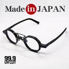 画像2: 日本製 鯖江 眼鏡フレーム 職人 ハンドメイド オクタゴン ラウンド めがね UVカット 新品 ブラック 黒 (2)
