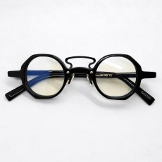 画像3: 日本製 鯖江 眼鏡フレーム 職人 ハンドメイド オクタゴン ラウンド めがね UVカット 新品 ブラック 黒 (3)