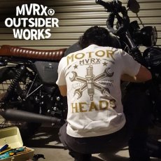 画像1: MVRX 半袖 Ｔシャツ MOTORHEADS モデル / 白 ホワイト バイク 車 プリント (1)