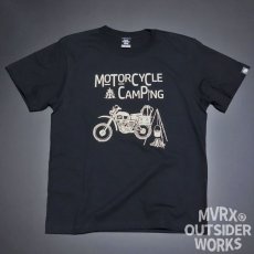 画像2: MVRX 半袖 Ｔシャツ MOTO CAMP モデル バイク キャンプ プリント 黒 ブラック (2)