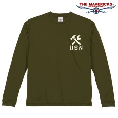 画像2: 水陸両用 ラッシュガード にも使える メンズ 長袖 ドライ 速乾 Tシャツ 米海軍 REPAIR BASE ミリタリー オリーブドラブ (2)