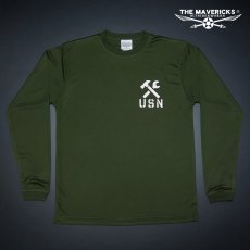 画像5: 水陸両用 ラッシュガード にも使える メンズ 長袖 ドライ 速乾 Tシャツ 米海軍 REPAIR BASE ミリタリー オリーブドラブ (5)