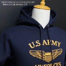 画像5: スウェット パーカー メンズ プルオーバー 裏起毛 THE MAVERICKS ブランド ミリタリー ARMY AIRFORCE エアフォース パイロットウィング ネイビー 紺 (5)