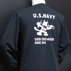 画像8: 極厚 スーパーヘビーウェイト ミリタリー メンズ 長袖 Tシャツ 米海軍 NAVY CROAKER ブラック 黒 (8)