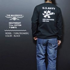 画像3: 極厚 スーパーヘビーウェイト ミリタリー メンズ 長袖 Tシャツ 米海軍 NAVY CROAKER ブラック 黒 (3)