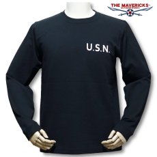 画像2: 極厚 スーパーヘビーウェイト ミリタリー メンズ 長袖 Tシャツ 米海軍 NAVY CROAKER ブラック 黒 (2)