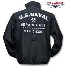 画像1: THE MAVERICKS ブランド スタンドカラー ミリタリー ジャケット オールマイティー 多目的 米海軍 REPAIR BASE ブラック 黒 (1)