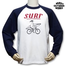 画像3: MVRX ブランド 長袖 Tシャツ ラグランスリーブ SURF モデル 自転車 サーフ ホワイト ネイビー (3)