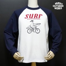 画像11: MVRX ブランド 長袖 Tシャツ ラグランスリーブ SURF モデル 自転車 サーフ ホワイト ネイビー (11)