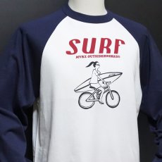 画像8: MVRX ブランド 長袖 Tシャツ ラグランスリーブ SURF モデル 自転車 サーフ ホワイト ネイビー (8)