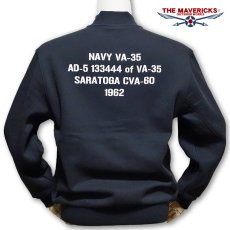 画像1: 裏起毛 スウェット スナップジャケット ミリタリージャケット THE MAVERICKS ブランド US.NAVY 米海軍 ブラック 黒 (1)