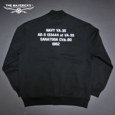 画像8: 裏起毛 スウェット スナップジャケット ミリタリージャケット THE MAVERICKS ブランド US.NAVY 米海軍 ブラック 黒 (8)