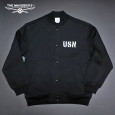 画像7: 裏起毛 スウェット スナップジャケット ミリタリージャケット THE MAVERICKS ブランド US.NAVY 米海軍 ブラック 黒 (7)