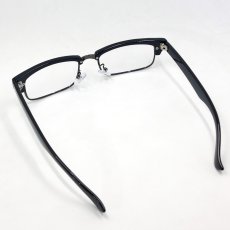 画像6: 細 サーモント型 伊達メガネ セル メタル レトロデザイン 新品 ブラック 黒 (6)