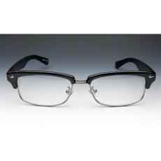 画像5: 細 サーモント型 伊達メガネ セル メタル レトロデザイン 新品 ブラック 黒 (5)
