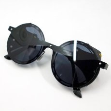 画像8: スチームパンク風 サングラス メンズ レディース 風防 丸目 ラウンド型 メタル ブラック 黒 (8)