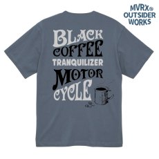 画像1: Tシャツ 半袖 メンズ 綿 MVRX ブランド BLACK COFFEE モデル バイク カフェ 青 ブルー グレー (1)