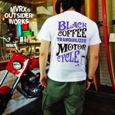 画像2: Tシャツ 半袖 メンズ 綿 MVRX ブランド BLACK COFFEE モデル バイク カフェ ホワイト 白 黒 パープル (2)