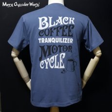 画像9: Tシャツ 半袖 メンズ 綿 MVRX ブランド BLACK COFFEE モデル バイク カフェ 青 ブルー グレー (9)