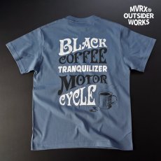 画像4: Tシャツ 半袖 メンズ 綿 MVRX ブランド BLACK COFFEE モデル バイク カフェ 青 ブルー グレー (4)