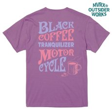 画像1: Tシャツ 半袖 メンズ 綿 MVRX ブランド BLACK COFFEE モデル バイク カフェ ラベンダー 紫 パープル (1)