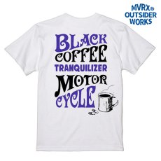 画像1: Tシャツ 半袖 メンズ 綿 MVRX ブランド BLACK COFFEE モデル バイク カフェ ホワイト 白 黒 パープル (1)