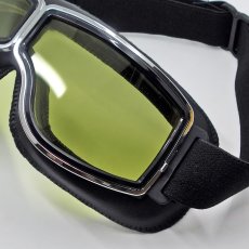 画像9: バイク ゴーグル ビンテージ レトロ タイプ 新品 ブラック イエローレンズ 黄色レンズ 合皮 (9)